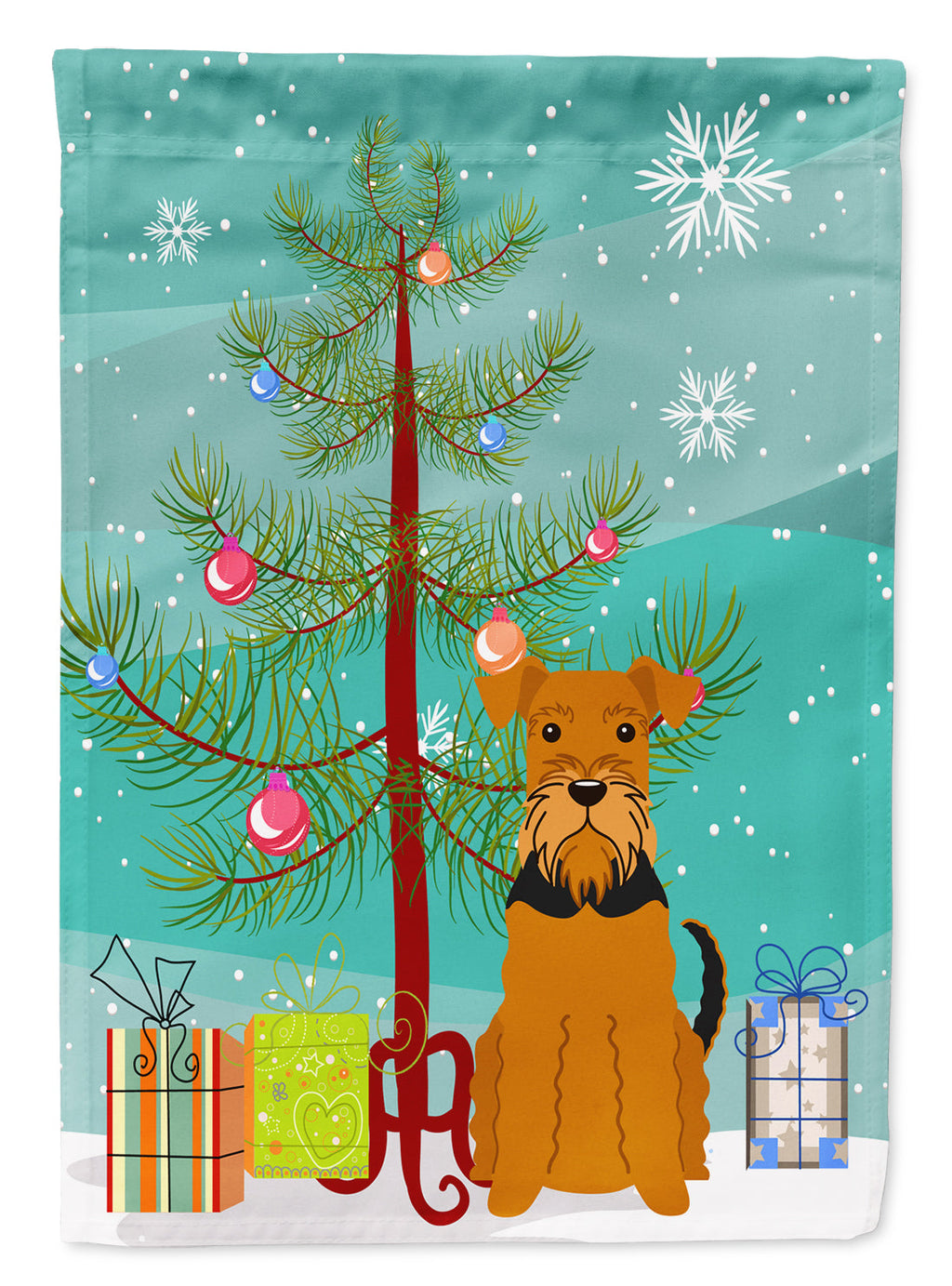 Merry Christmas Tree Airedale Garden Flag Mailbox Decorative Yard Banner Outside Patio Artwork for Flower Beds, Garden Size, Multicolor