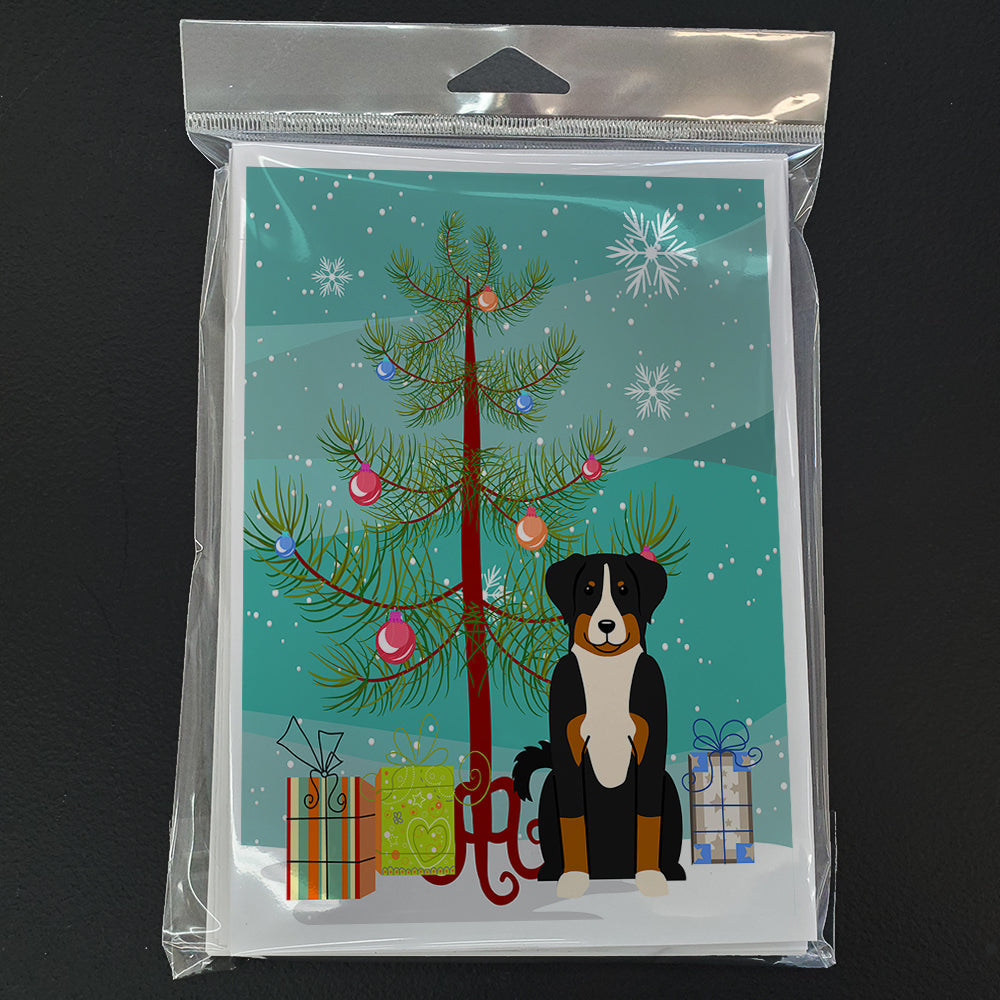 Merry Christmas Tree Appenzeller Sennenhund Greeting Cards Pack of 8 Blank Cards with Envelopes Whimsical A7 Size 5x7