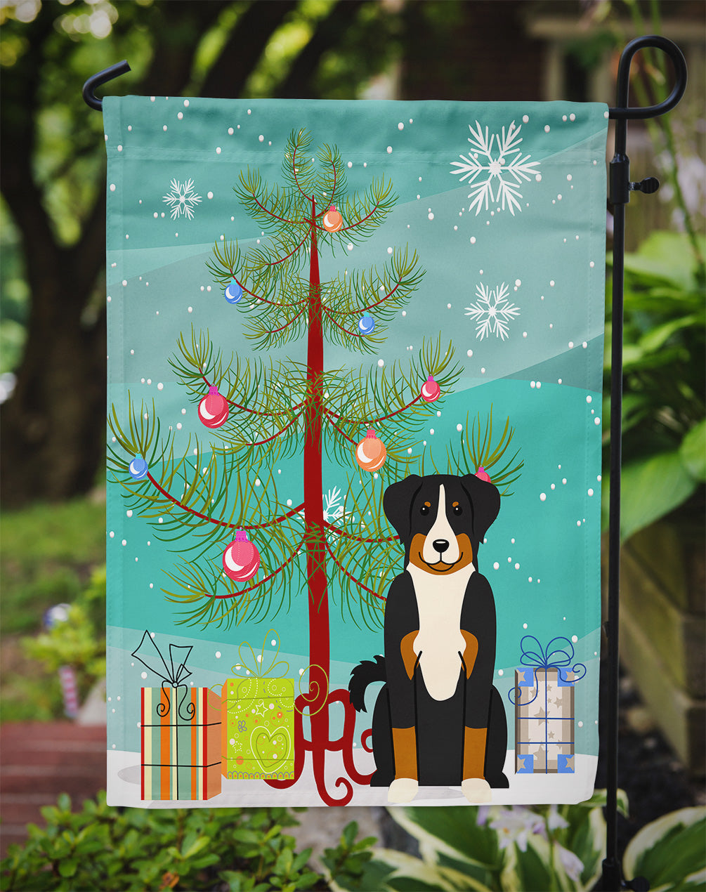 Merry Christmas Tree Appenzeller Sennenhund Garden Flag Mailbox Decorative Yard Banner Outside Patio Artwork for Flower Beds, Garden Size, Multicolor