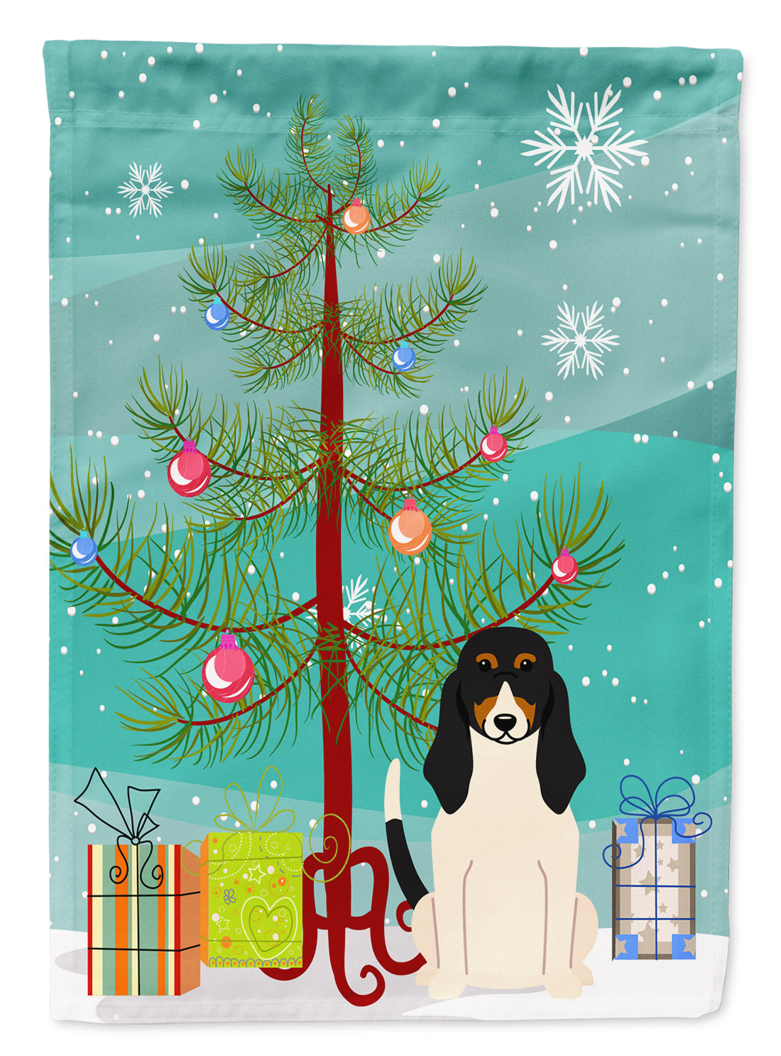 Merry Christmas Tree Swiss Hound Garden Flag Mailbox Decorative Yard Banner Outside Patio Artwork for Flower Beds, Garden Size, Multicolor