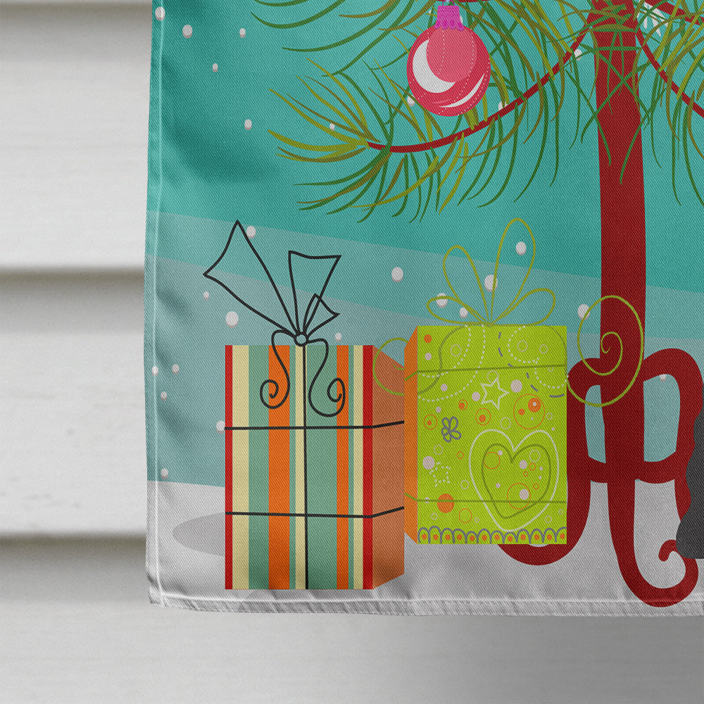 Merry Christmas Tree Miniature Schnauzer Black House Flag 28x40 Porch Sleeve Pole Decorative Outside Yard Banner Artwork Wall Hanging, Polyester
