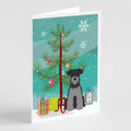 Merry Christmas Tree Miniature Schnauzer Black Silver Greeting Cards Pack of 8 Blank Cards with Envelopes Whimsical A7 Size 5x7