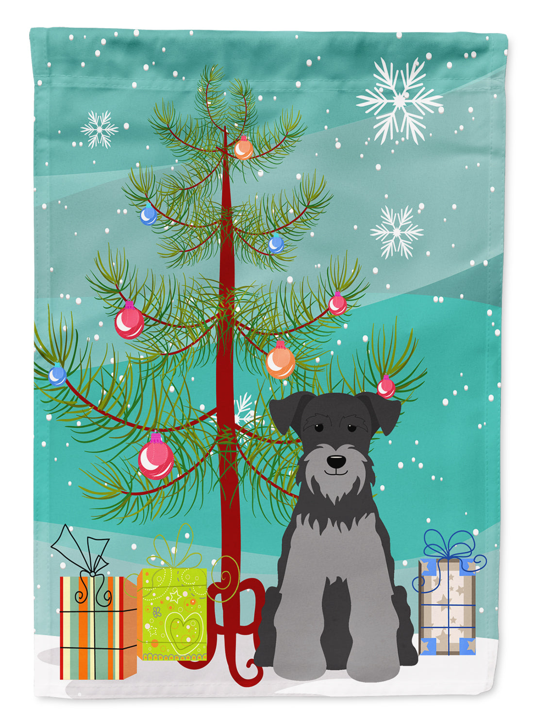 Merry Christmas Tree Miniature Schnauzer Black Silver Garden Flag Mailbox Decorative Yard Banner Outside Patio Artwork for Flower Beds, Garden Size, Multicolor