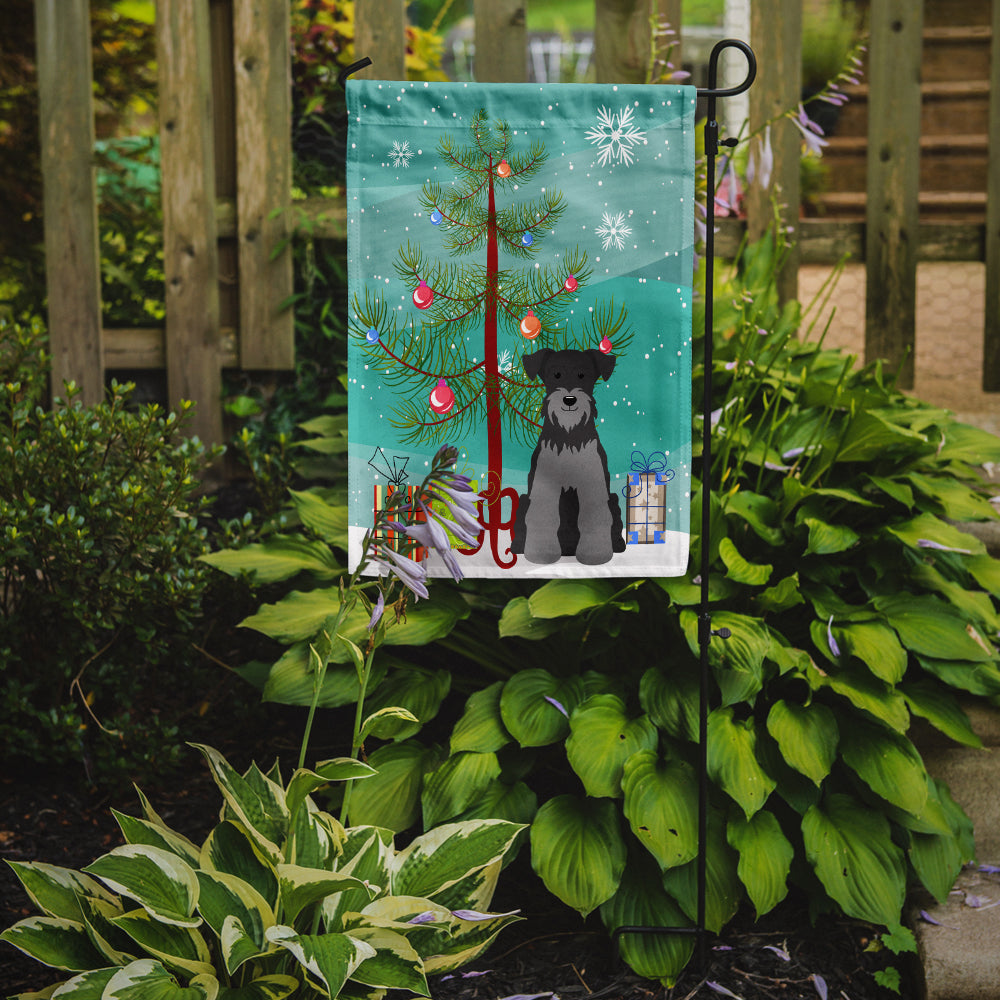 Merry Christmas Tree Miniature Schnauzer Black Silver Garden Flag Mailbox Decorative Yard Banner Outside Patio Artwork for Flower Beds, Garden Size, Multicolor