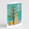 Merry Christmas Tree Yellow Labrador Greeting Cards Pack of 8 Blank Cards with Envelopes Whimsical A7 Size 5x7