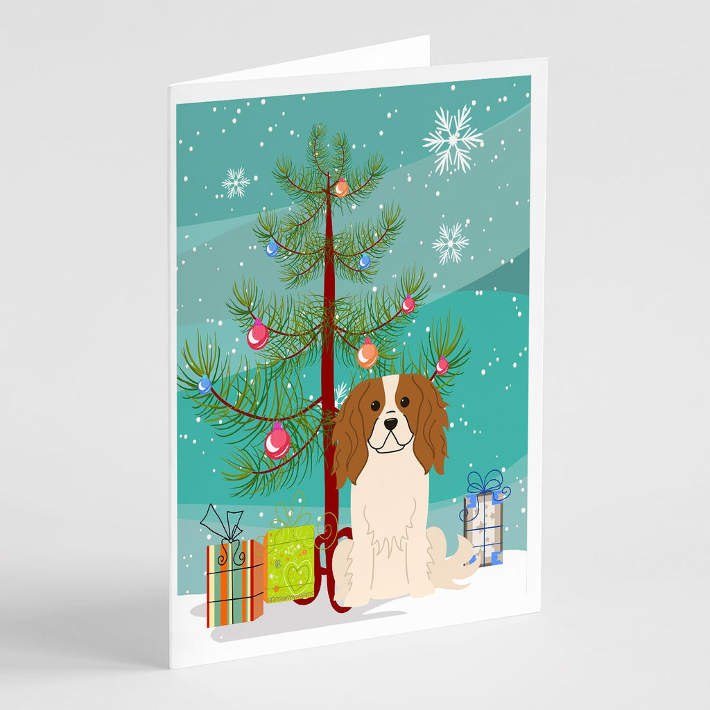 Merry Christmas Tree Cavalier Spaniel Greeting Cards Pack of 8 Blank Cards with Envelopes Whimsical A7 Size 5x7
