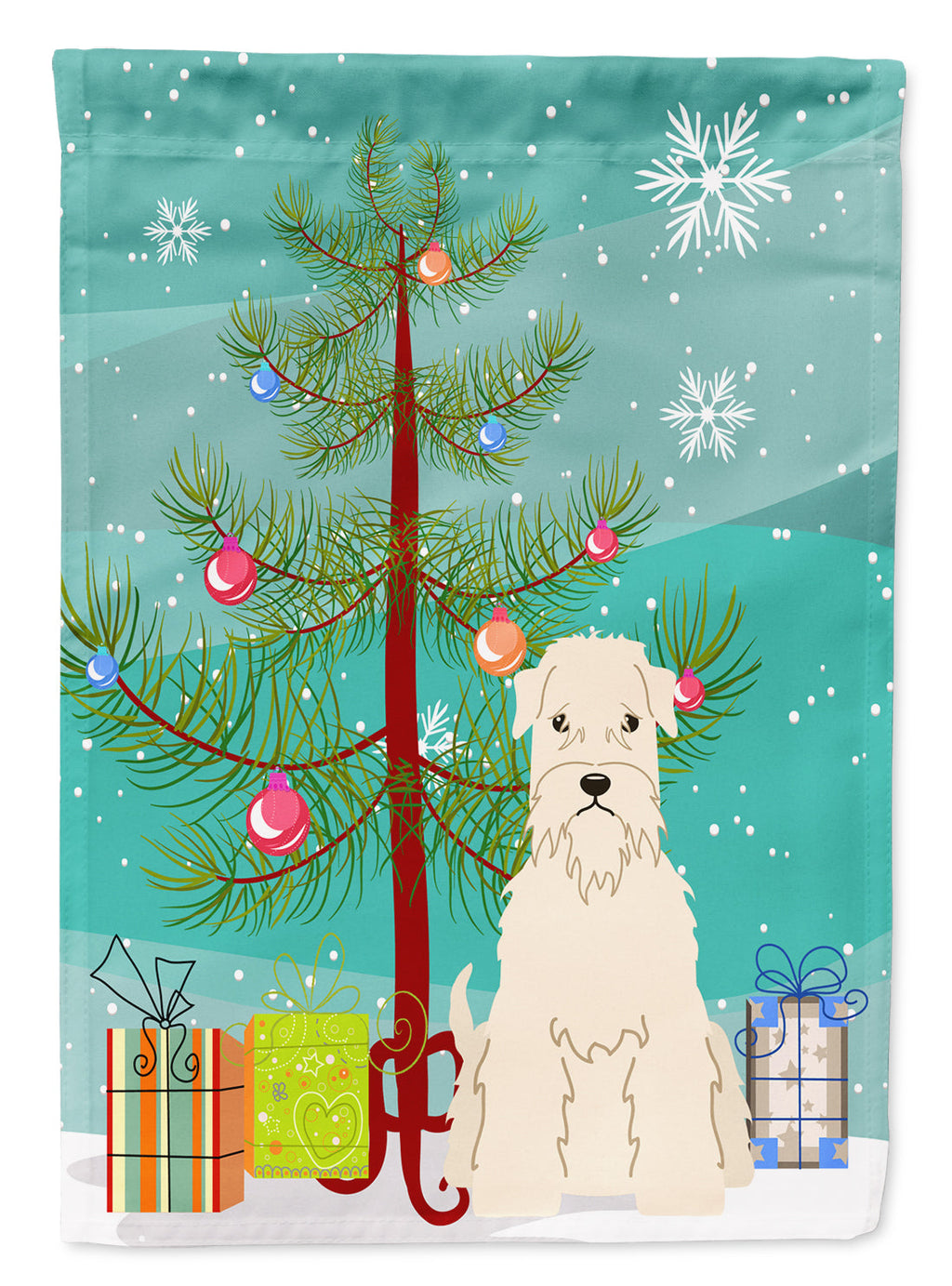 Merry Christmas Tree Soft Coated Wheaten Terrier Garden Flag Mailbox Decorative Yard Banner Outside Patio Artwork for Flower Beds, Garden Size, Multicolor
