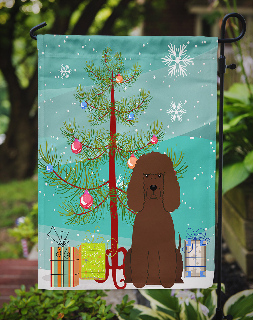 Merry Christmas Tree Irish Water Spaniel Garden Flag Mailbox Decorative Yard Banner Outside Patio Artwork for Flower Beds, Garden Size, Multicolor