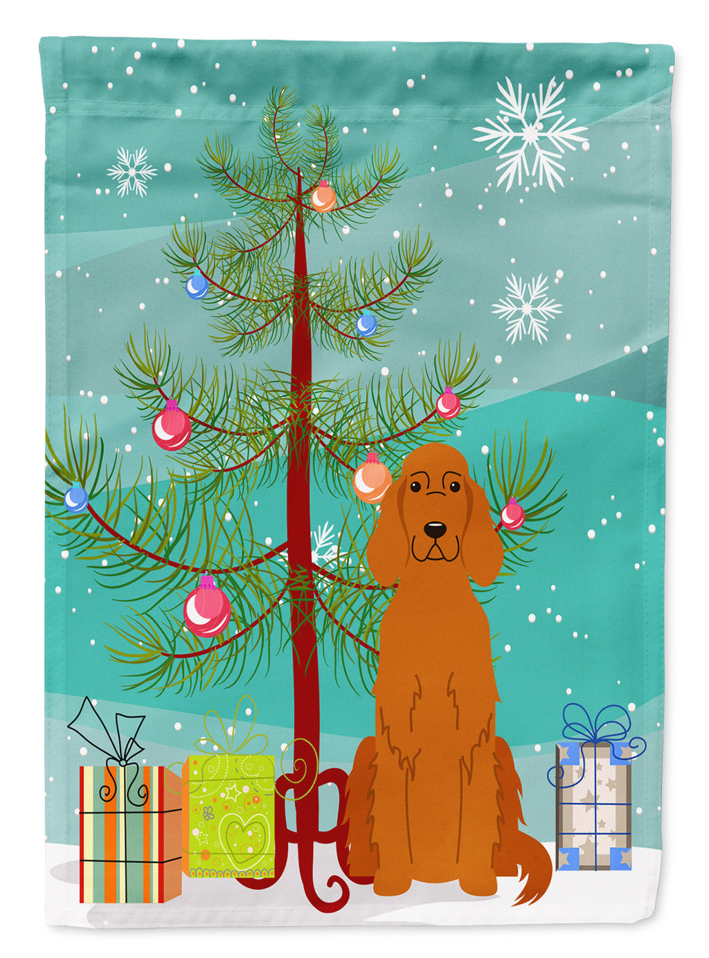 Merry Christmas Tree Irish Setter Garden Flag Mailbox Decorative Yard Banner Outside Patio Artwork for Flower Beds, Garden Size, Multicolor