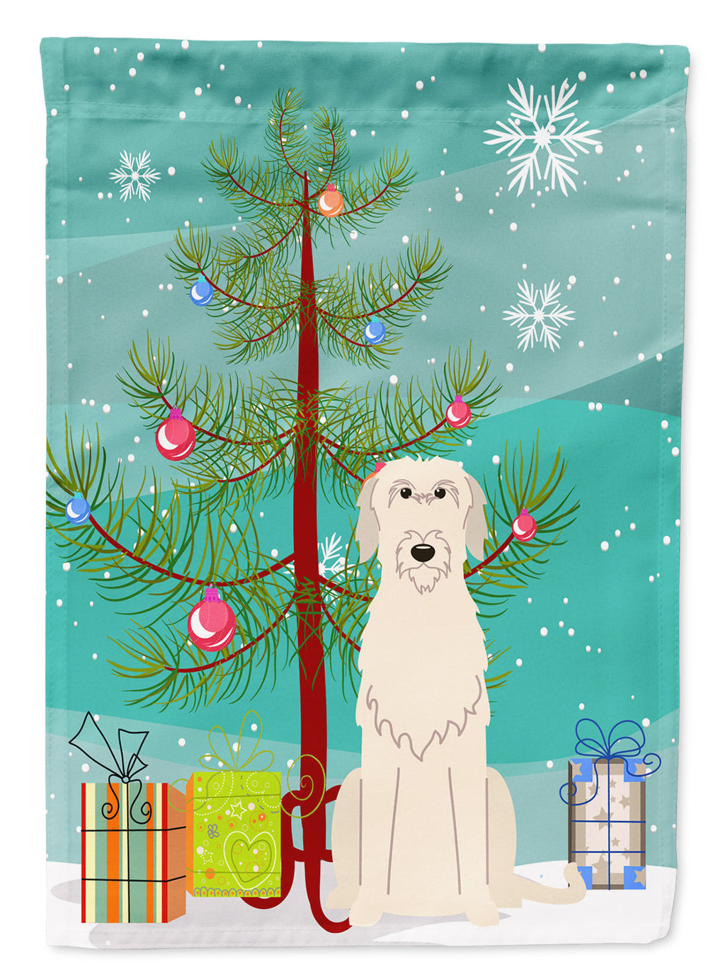 Merry Christmas Tree Irish Wolfhound Garden Flag Mailbox Decorative Yard Banner Outside Patio Artwork for Flower Beds, Garden Size, Multicolor