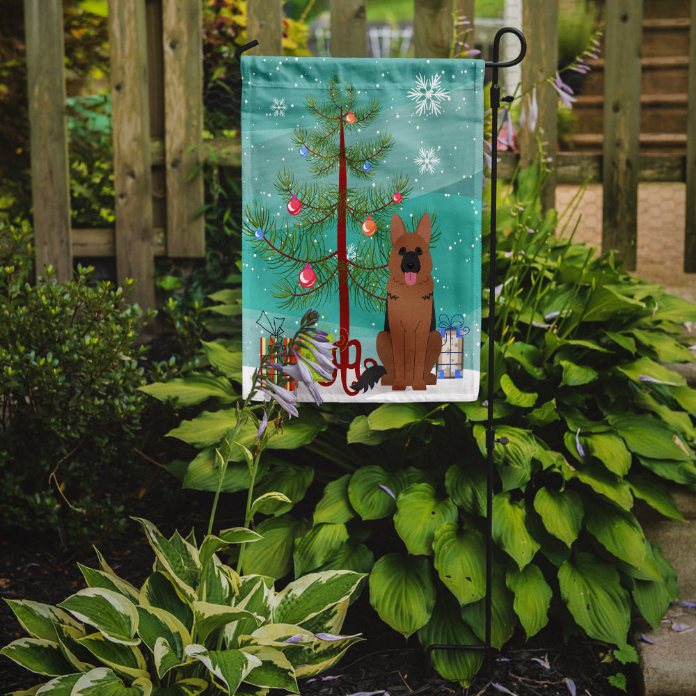 Merry Christmas Tree German Shepherd Garden Flag Mailbox Decorative Yard Banner Outside Patio Artwork for Flower Beds, Garden Size, Multicolor