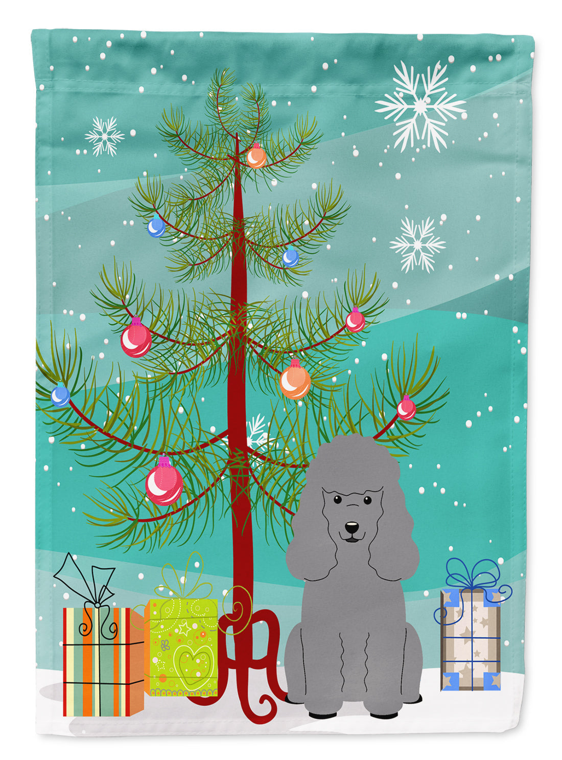Merry Christmas Tree Poodle Silver Garden Flag Mailbox Decorative Yard Banner Outside Patio Artwork for Flower Beds, Garden Size, Multicolor