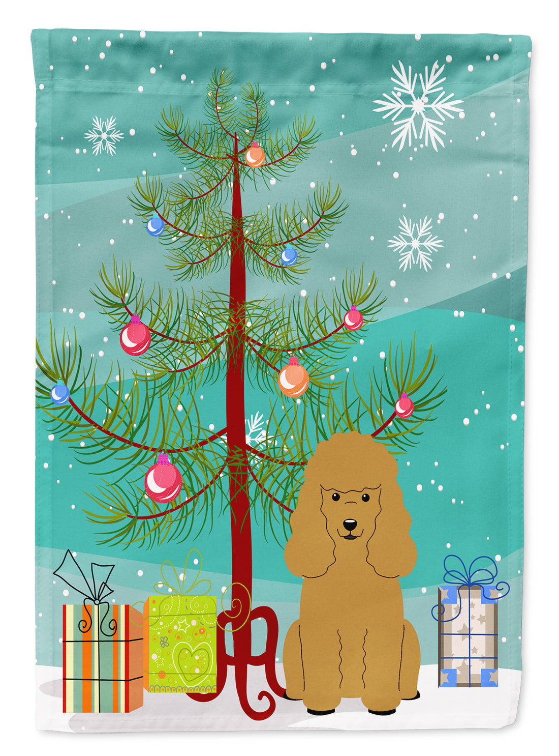 Merry Christmas Tree Poodle Tan Garden Flag Mailbox Decorative Yard Banner Outside Patio Artwork for Flower Beds, Garden Size, Multicolor