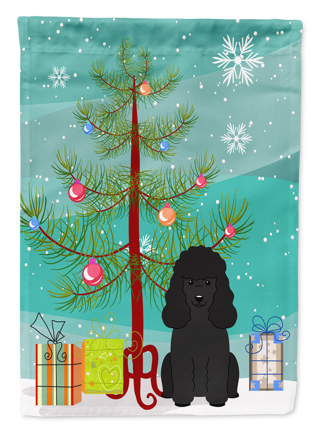 Merry Christmas Tree Poodle Black Garden Flag Mailbox Decorative Yard Banner Outside Patio Artwork for Flower Beds, Garden Size, Multicolor