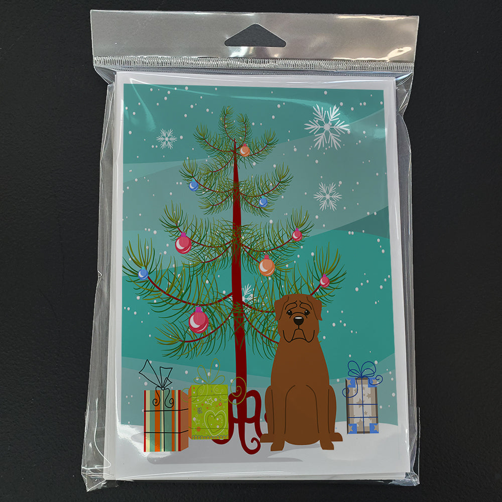 Merry Christmas Tree Dogue de Bourdeaux Greeting Cards Pack of 8 Blank Cards with Envelopes Whimsical A7 Size 5x7