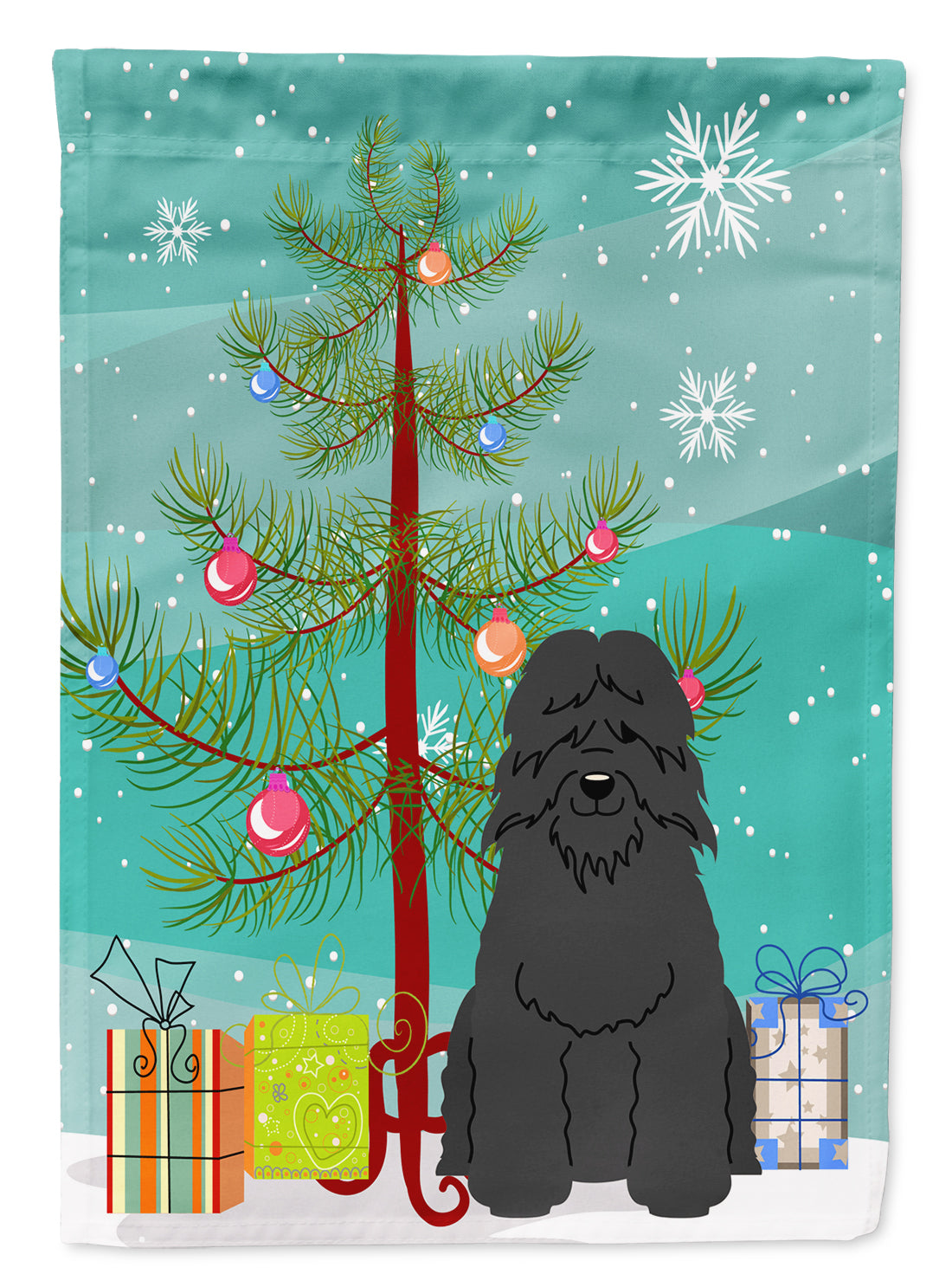 Merry Christmas Tree Bouvier des Flandres Garden Flag Mailbox Decorative Yard Banner Outside Patio Artwork for Flower Beds, Garden Size, Multicolor