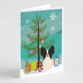 Merry Christmas Tree Papillon Black White Greeting Cards Pack of 8 Blank Cards with Envelopes Whimsical A7 Size 5x7