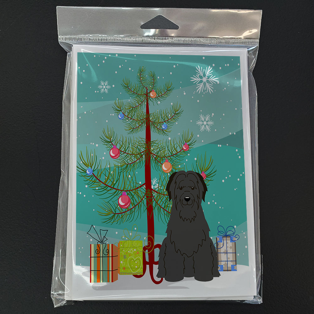 Merry Christmas Tree Briard Black Greeting Cards Pack of 8 Blank Cards with Envelopes Whimsical A7 Size 5x7