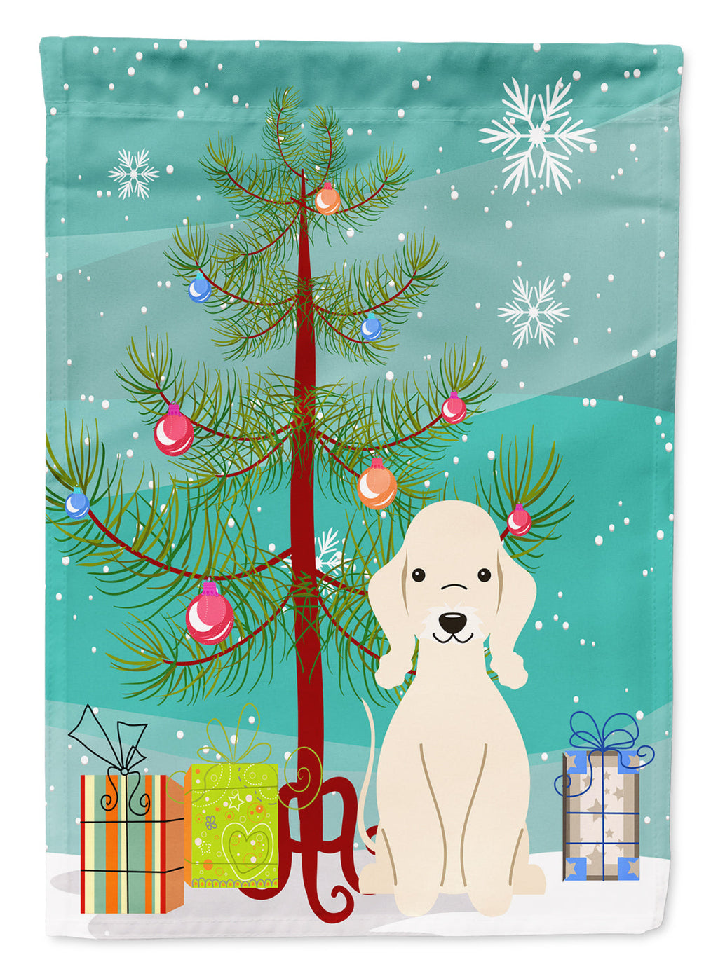 Merry Christmas Tree Bedlington Terrier Sandy Garden Flag Mailbox Decorative Yard Banner Outside Patio Artwork for Flower Beds, Garden Size, Multicolor