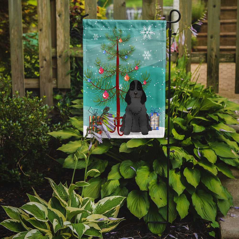 Merry Christmas Tree Cocker Spaniel Black Garden Flag Mailbox Decorative Yard Banner Outside Patio Artwork for Flower Beds, Garden Size, Multicolor