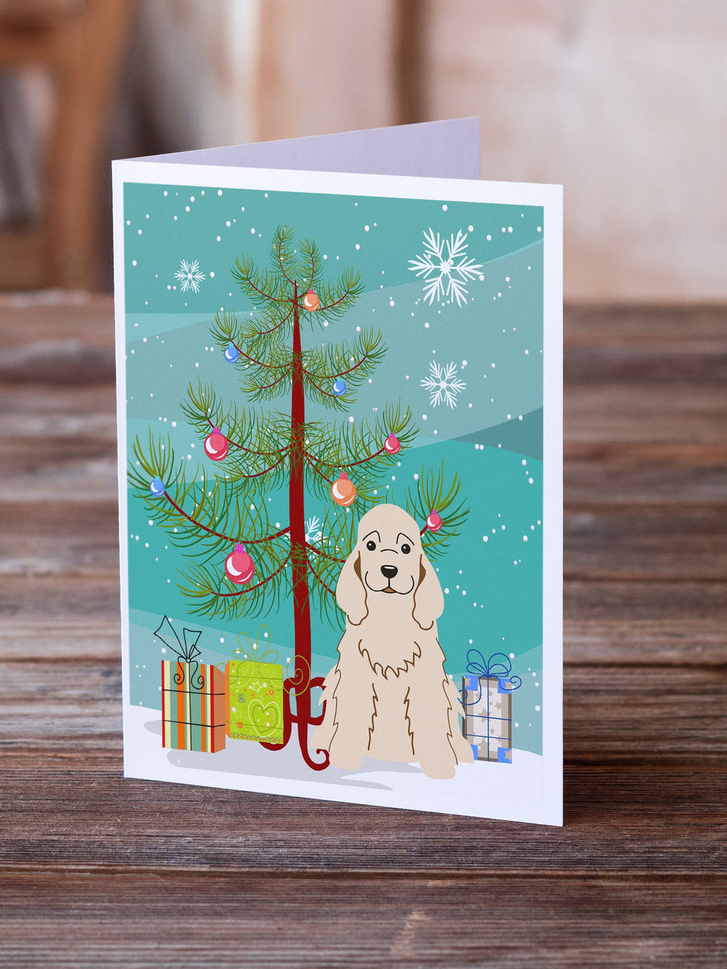 Merry Christmas Tree Cocker Spaniel Buff Greeting Cards Pack of 8 Blank Cards with Envelopes Whimsical A7 Size 5x7