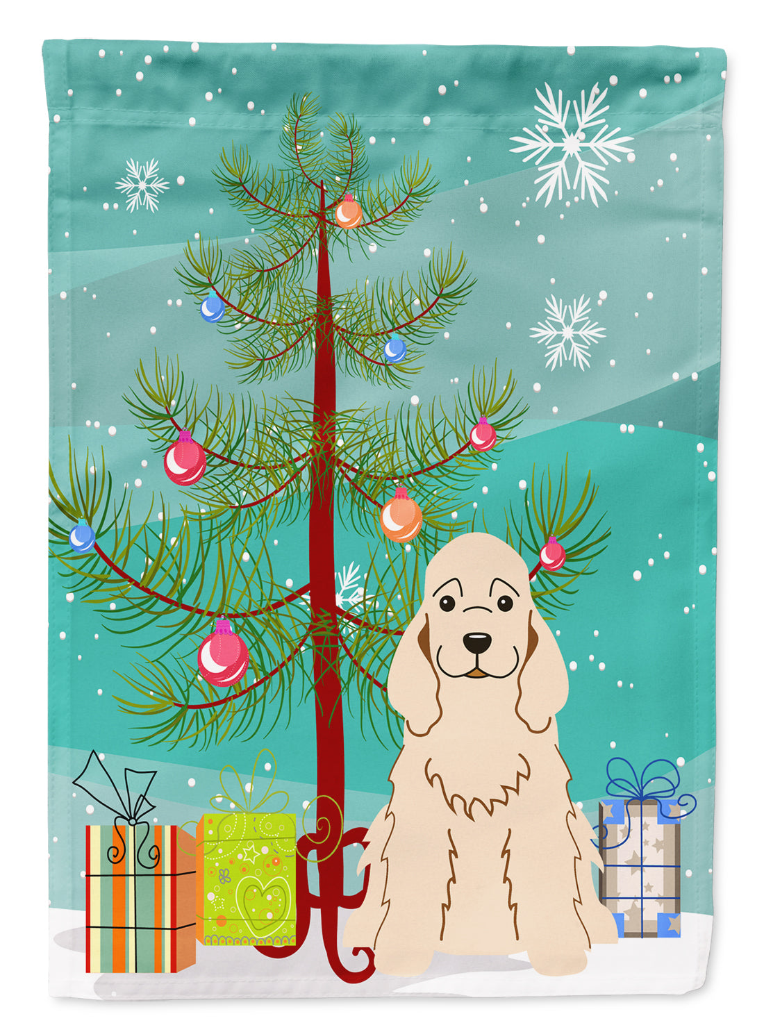 Merry Christmas Tree Cocker Spaniel Buff Garden Flag Mailbox Decorative Yard Banner Outside Patio Artwork for Flower Beds, Garden Size, Multicolor