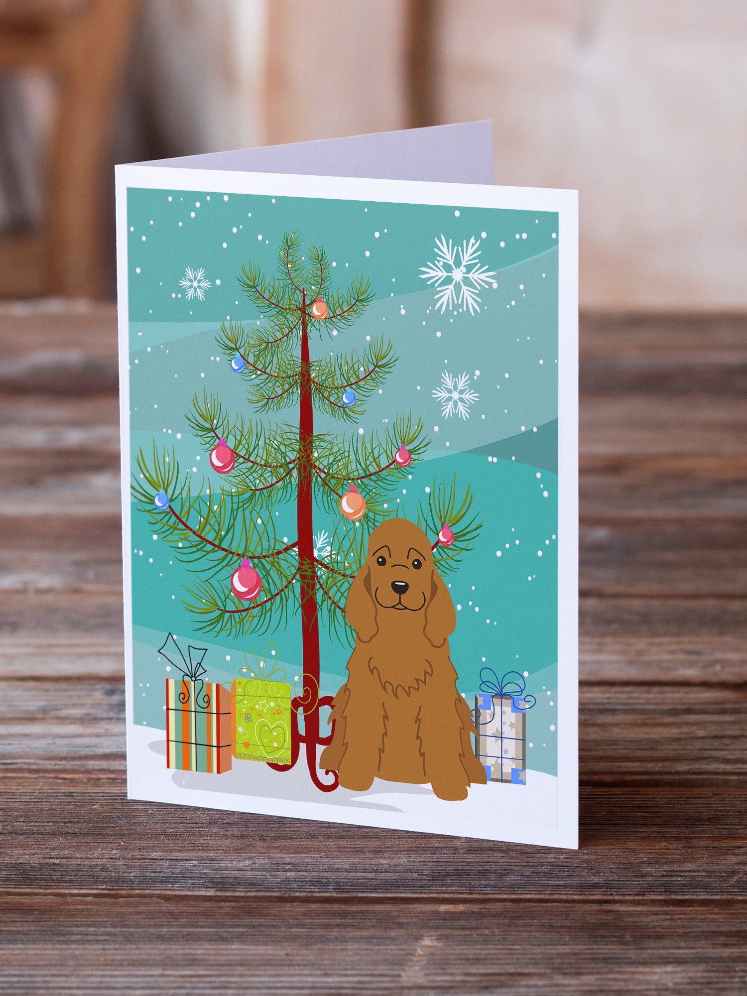 Merry Christmas Tree Cocker Spaniel Red Greeting Cards Pack of 8 Blank Cards with Envelopes Whimsical A7 Size 5x7