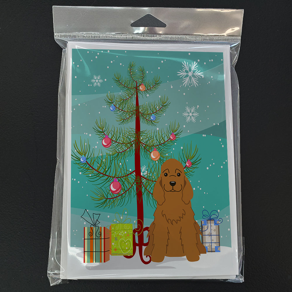 Merry Christmas Tree Cocker Spaniel Red Greeting Cards Pack of 8 Blank Cards with Envelopes Whimsical A7 Size 5x7