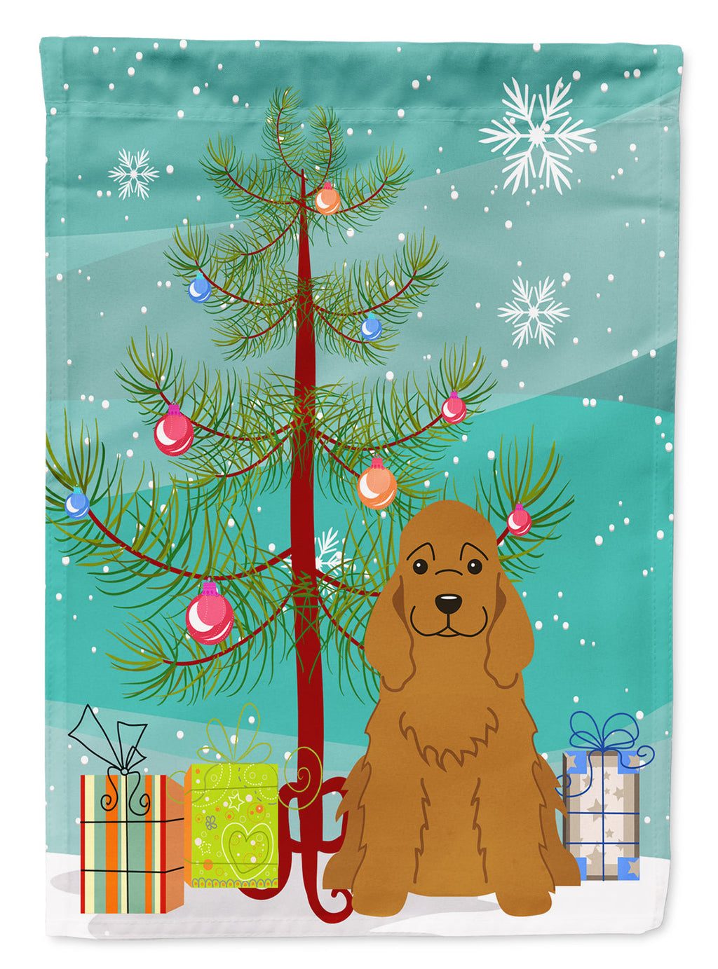 Merry Christmas Tree Cocker Spaniel Red Garden Flag Mailbox Decorative Yard Banner Outside Patio Artwork for Flower Beds, Garden Size, Multicolor
