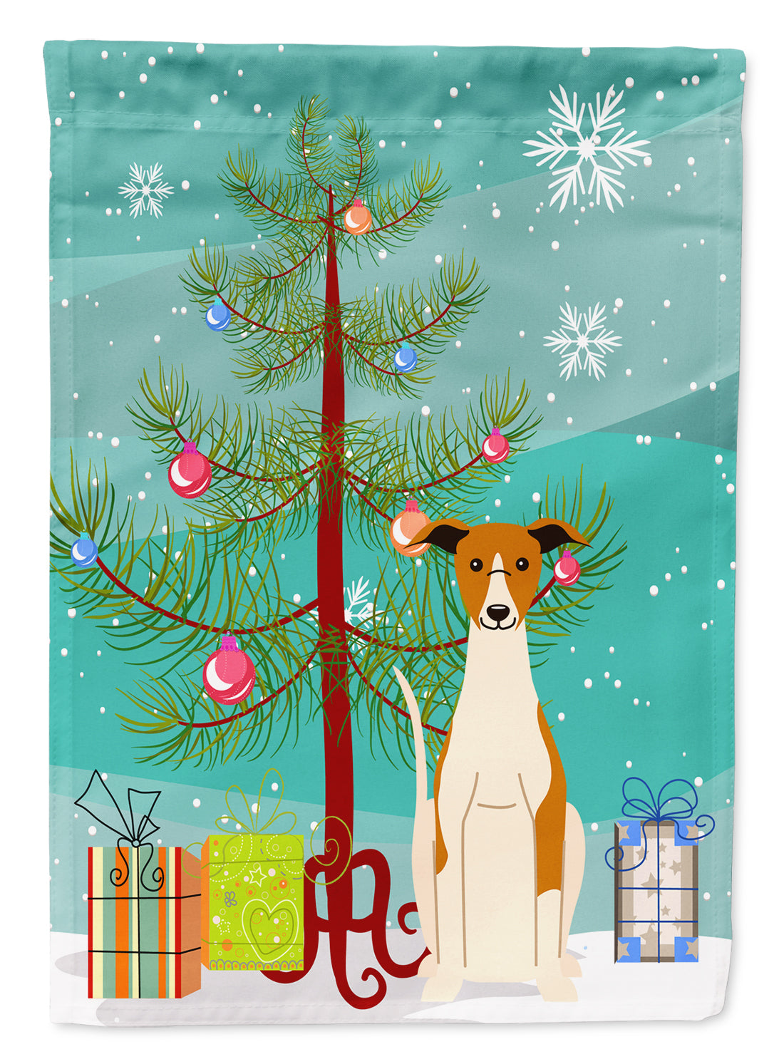 Merry Christmas Tree Whippet Garden Flag Mailbox Decorative Yard Banner Outside Patio Artwork for Flower Beds, Garden Size, Multicolor
