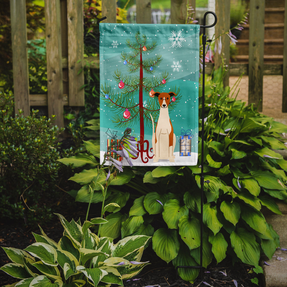 Merry Christmas Tree Whippet Garden Flag Mailbox Decorative Yard Banner Outside Patio Artwork for Flower Beds, Garden Size, Multicolor