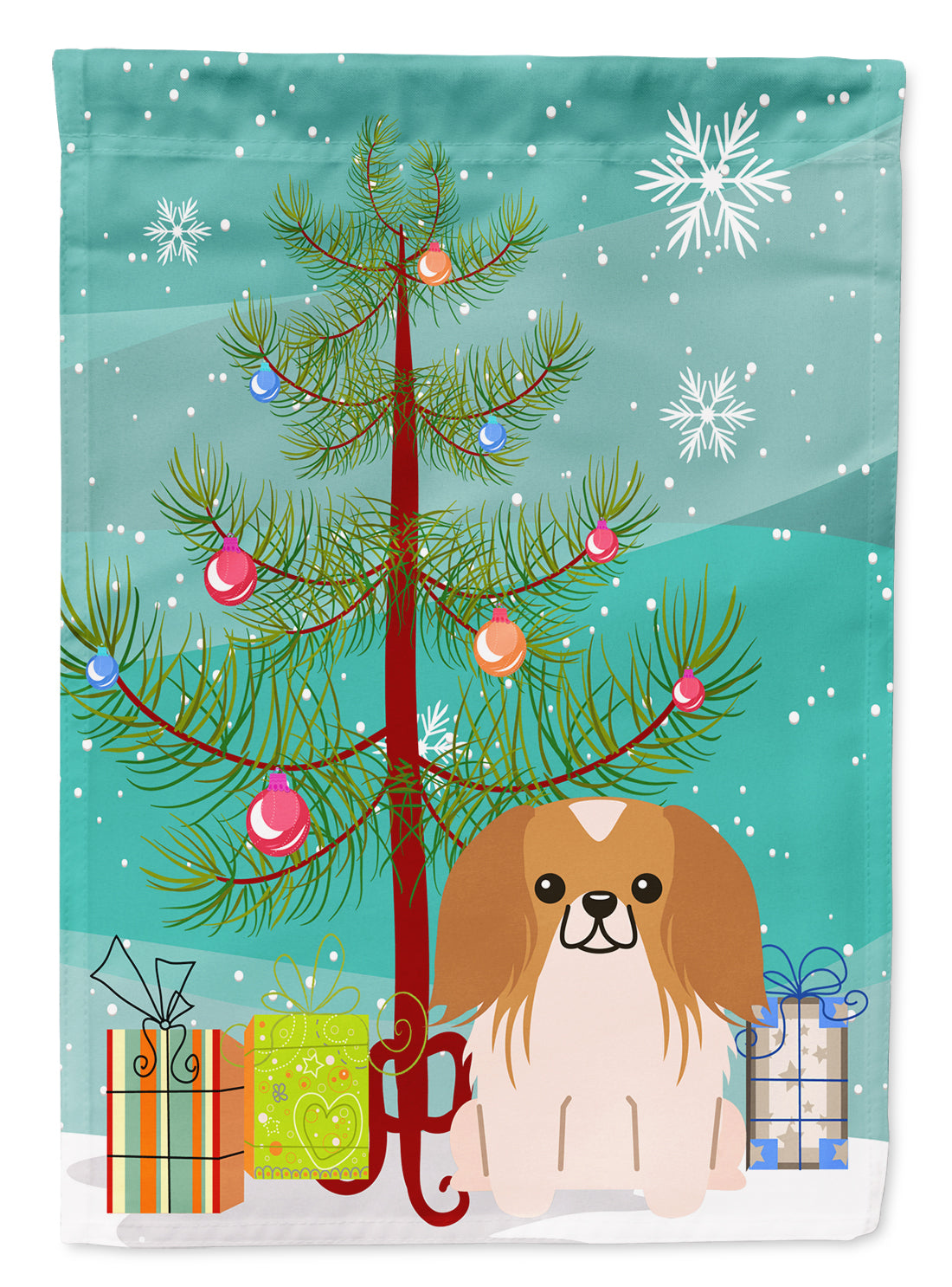 Merry Christmas Tree Pekingese Red White Garden Flag Mailbox Decorative Yard Banner Outside Patio Artwork for Flower Beds, Garden Size, Multicolor
