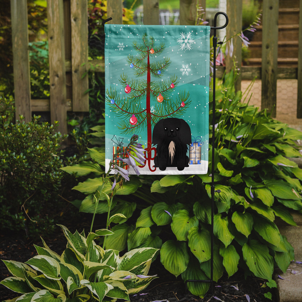 Merry Christmas Tree Pekingese Black Garden Flag Mailbox Decorative Yard Banner Outside Patio Artwork for Flower Beds, Garden Size, Multicolor