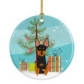Merry Christmas Tree English Toy Terrier Ceramic Ornament Christmas Tree Hanging Decorations for Home Christmas Holiday, Party, Gift, 3 in, Multicolor