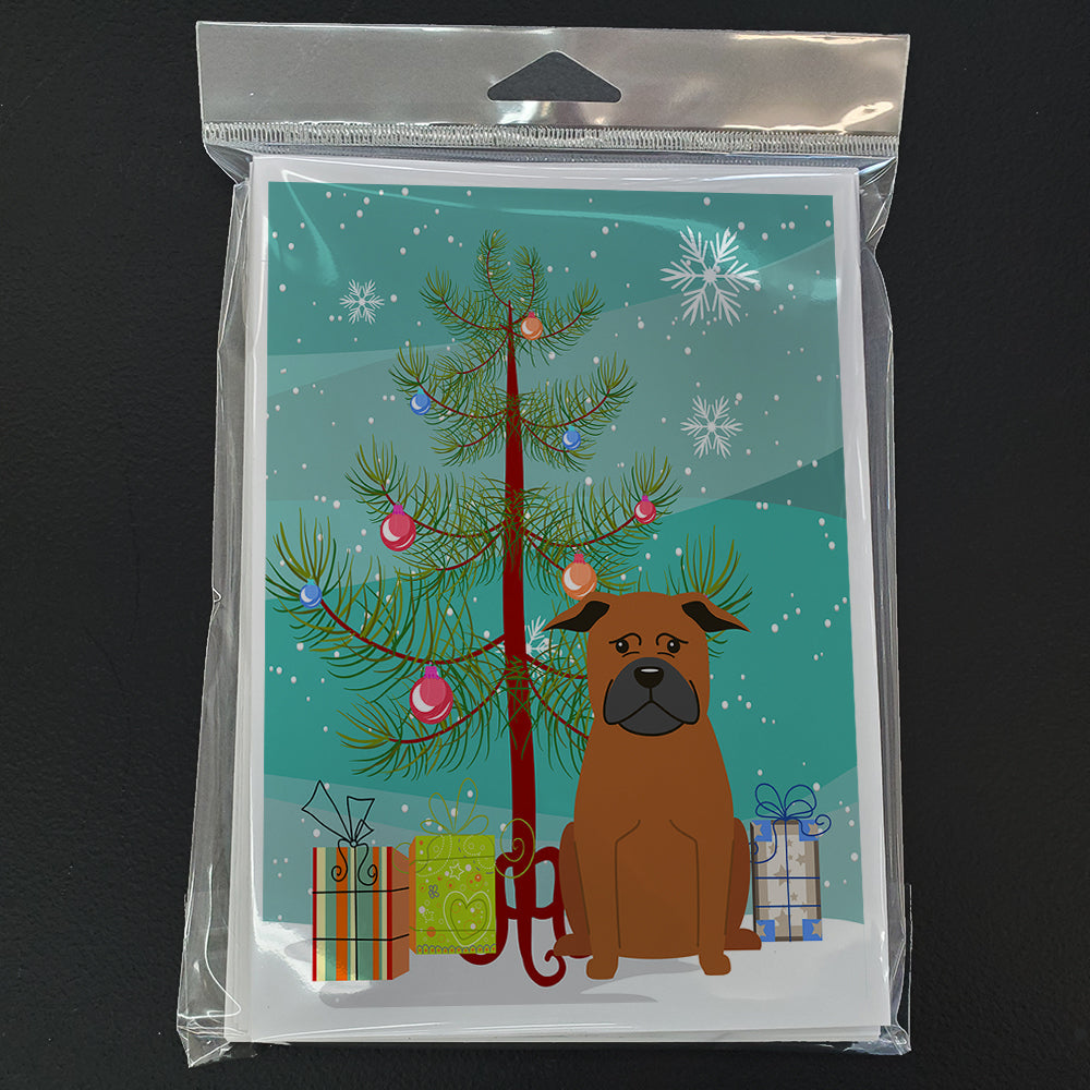 Merry Christmas Tree Chinese Chongqing Dog Greeting Cards Pack of 8 Blank Cards with Envelopes Whimsical A7 Size 5x7