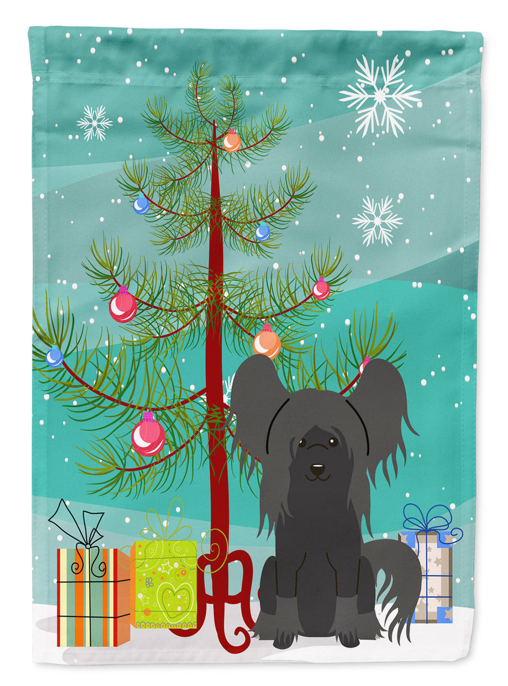Merry Christmas Tree Chinese Crested Black Garden Flag Mailbox Decorative Yard Banner Outside Patio Artwork for Flower Beds, Garden Size, Multicolor