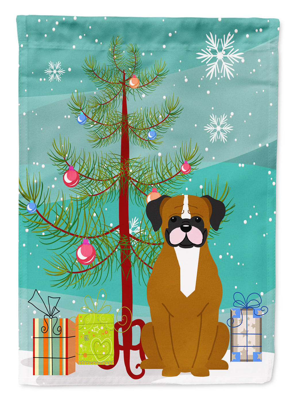 Merry Christmas Tree Flashy Fawn Boxer Garden Flag Mailbox Decorative Yard Banner Outside Patio Artwork for Flower Beds, Garden Size, Multicolor