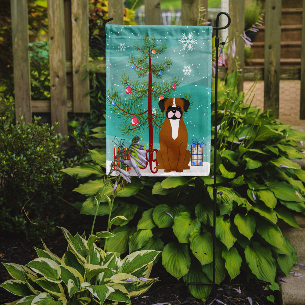 Merry Christmas Tree Flashy Fawn Boxer Garden Flag Mailbox Decorative Yard Banner Outside Patio Artwork for Flower Beds, Garden Size, Multicolor