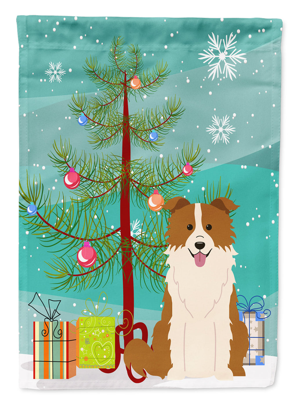 Merry Christmas Tree Border Collie Red White Garden Flag Mailbox Decorative Yard Banner Outside Patio Artwork for Flower Beds, Garden Size, Multicolor