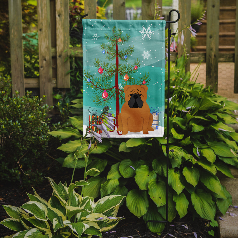 Merry Christmas Tree English Bulldog Red Garden Flag Mailbox Decorative Yard Banner Outside Patio Artwork for Flower Beds, Garden Size, Multicolor