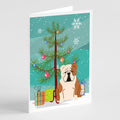 Merry Christmas Tree English Bulldog Fawn White Greeting Cards Pack of 8 Blank Cards with Envelopes Whimsical A7 Size 5x7