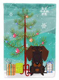 Merry Christmas Tree Wire Haired Dachshund Chocolate Garden Flag Mailbox Decorative Yard Banner Outside Patio Artwork for Flower Beds, Garden Size, Multicolor