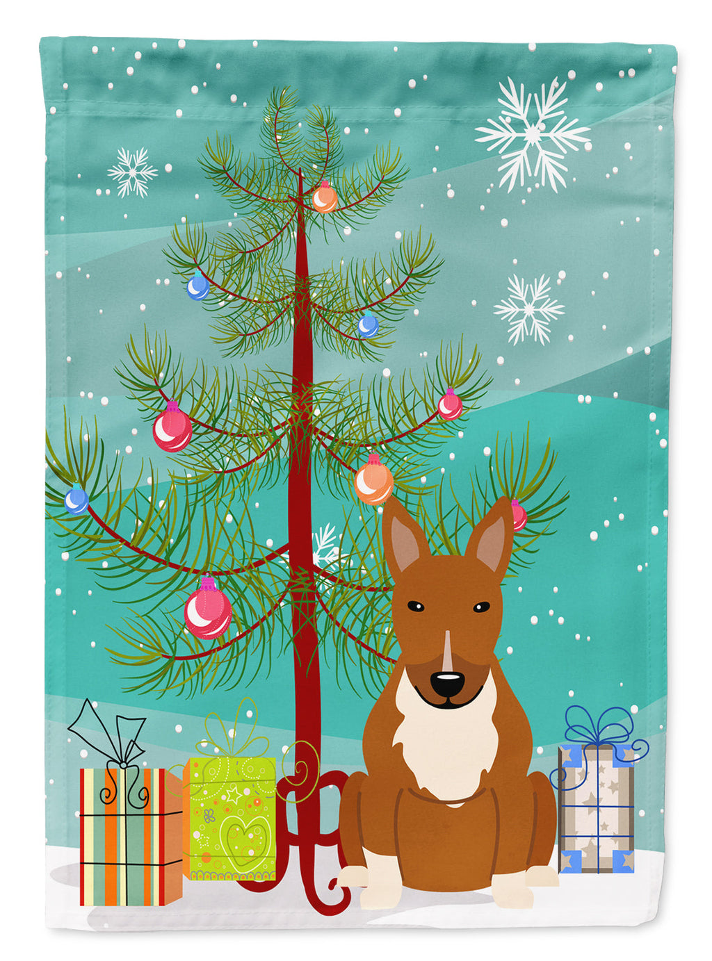 Merry Christmas Tree Bull Terrier Red Garden Flag Mailbox Decorative Yard Banner Outside Patio Artwork for Flower Beds, Garden Size, Multicolor