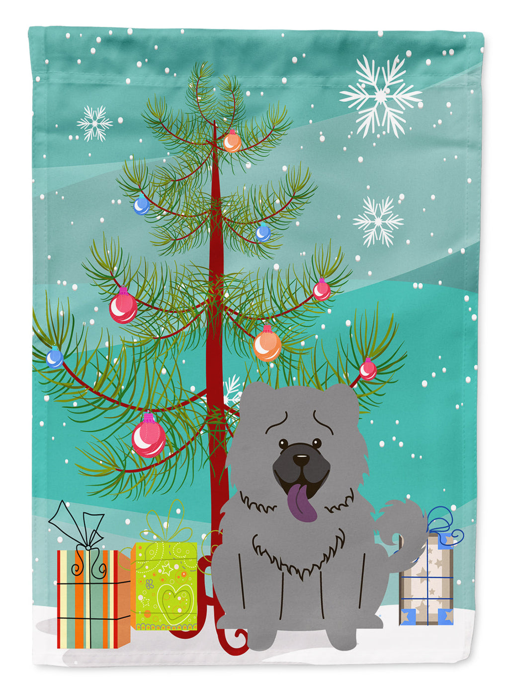 Merry Christmas Tree Chow Chow Blue Garden Flag Mailbox Decorative Yard Banner Outside Patio Artwork for Flower Beds, Garden Size, Multicolor