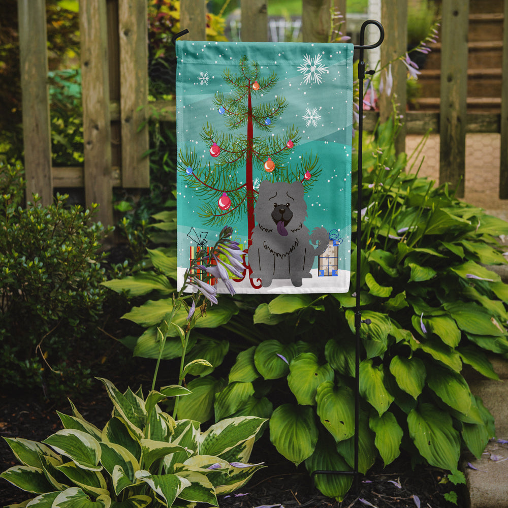 Merry Christmas Tree Chow Chow Blue Garden Flag Mailbox Decorative Yard Banner Outside Patio Artwork for Flower Beds, Garden Size, Multicolor