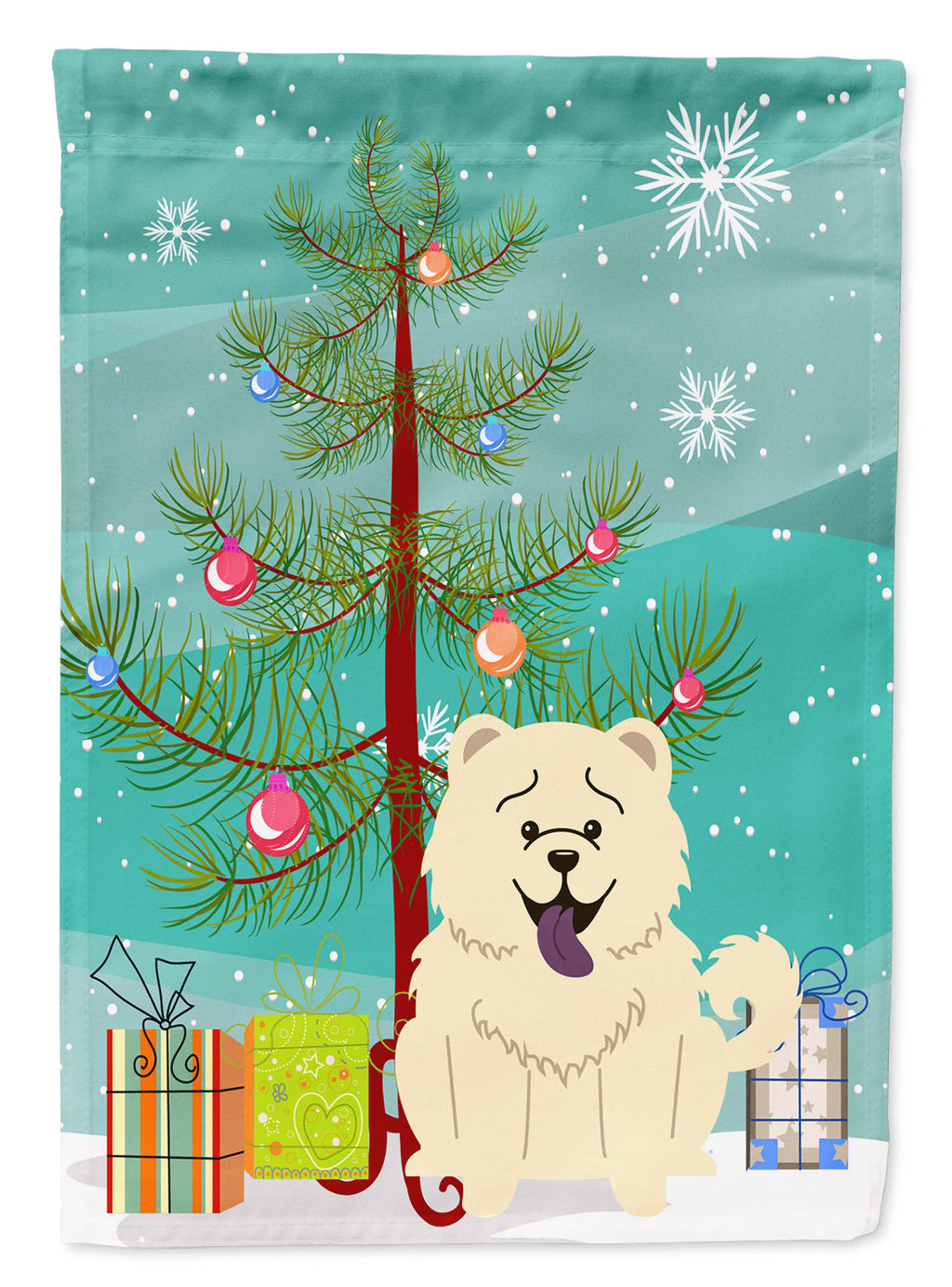 Merry Christmas Tree Chow Chow White Garden Flag Mailbox Decorative Yard Banner Outside Patio Artwork for Flower Beds, Garden Size, Multicolor