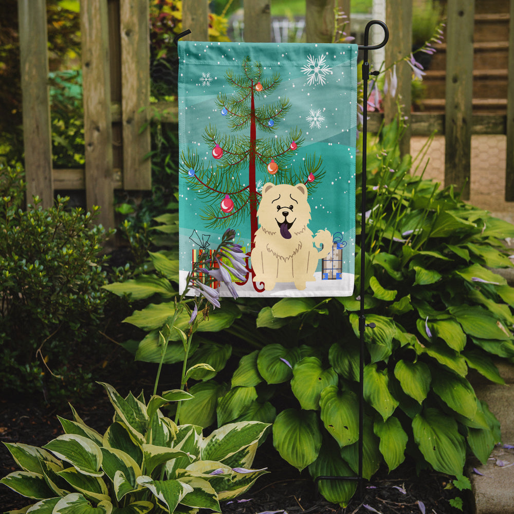Merry Christmas Tree Chow Chow White Garden Flag Mailbox Decorative Yard Banner Outside Patio Artwork for Flower Beds, Garden Size, Multicolor
