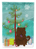 Merry Christmas Tree Chow Chow Chocolate Garden Flag Mailbox Decorative Yard Banner Outside Patio Artwork for Flower Beds, Garden Size, Multicolor