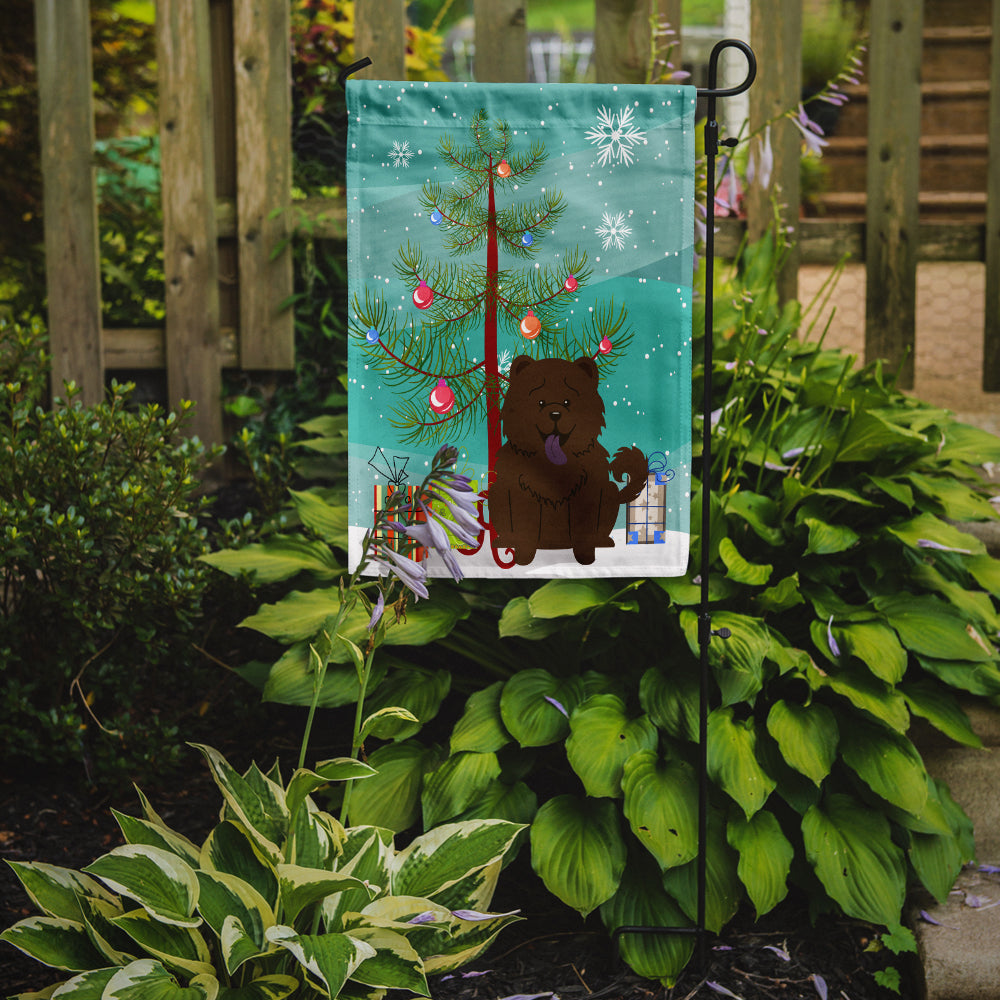 Merry Christmas Tree Chow Chow Chocolate Garden Flag Mailbox Decorative Yard Banner Outside Patio Artwork for Flower Beds, Garden Size, Multicolor