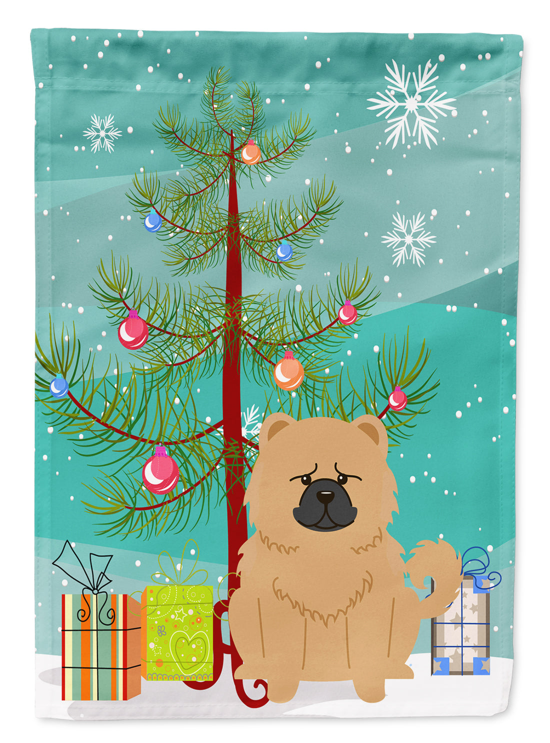 Merry Christmas Tree Chow Chow Cream Garden Flag Mailbox Decorative Yard Banner Outside Patio Artwork for Flower Beds, Garden Size, Multicolor